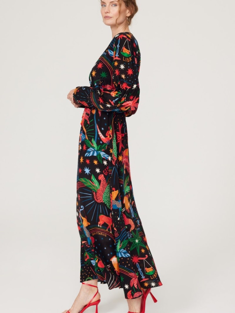 FARM Rio  Zodiac Maxi Dress with plunge neckline & drawstring waist - Picture 6 of 11